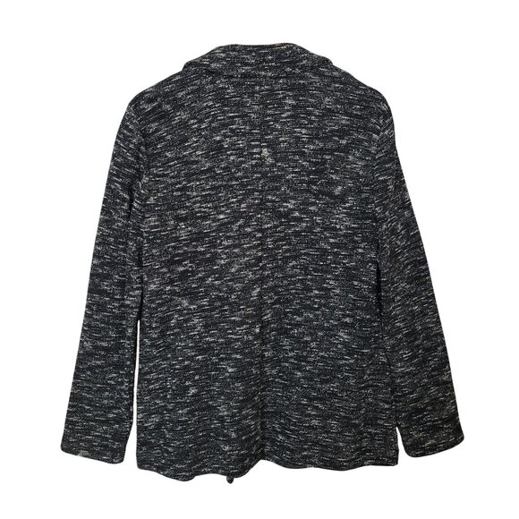 Eileen Fisher Tweedy Blazer Women M Black Fleck Notch Collar Organic Cotton Knit - Picture 2 of 6